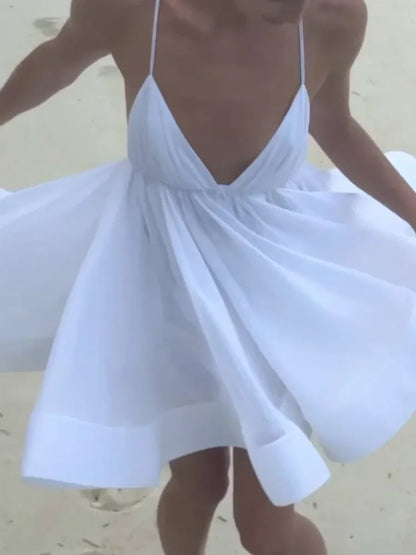 Sultry Summer Nights: Backless Lace-Up Mini Dress