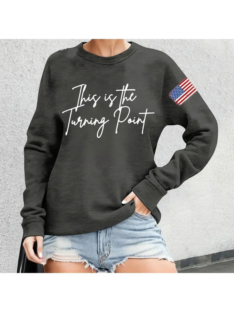 Women’s Patriotic “This Is The Turning Point” Hoodie – Charlie Kirk Tribute