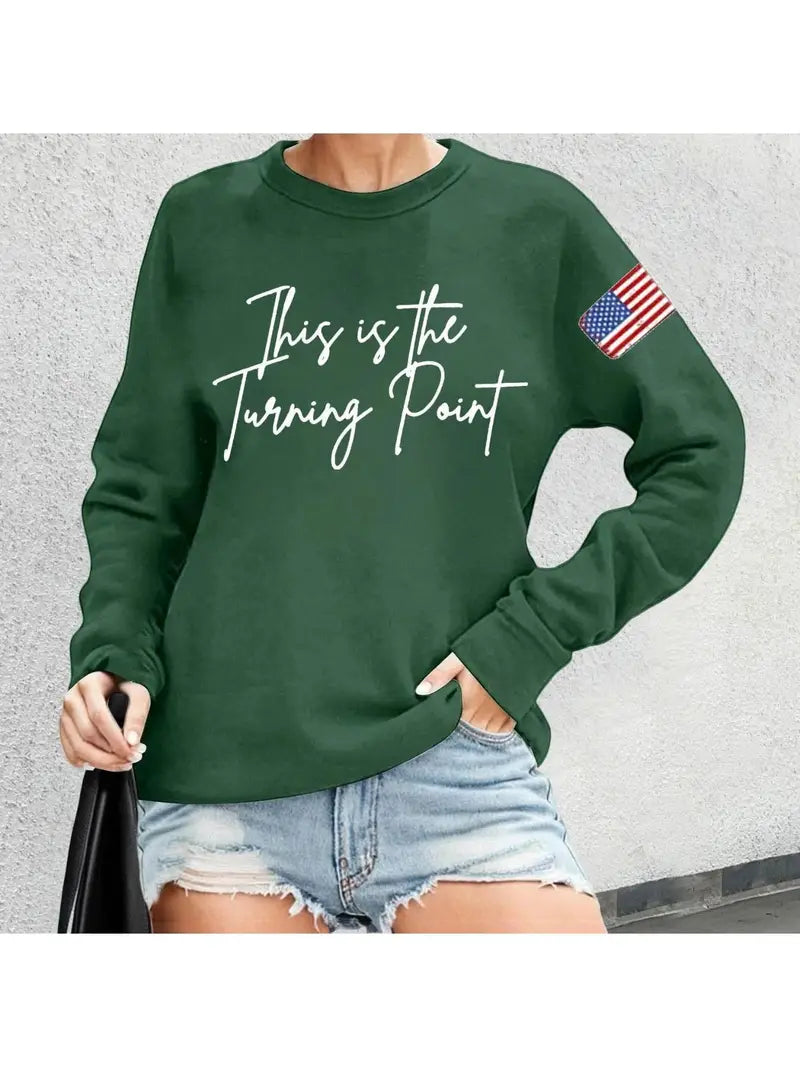 Women’s Patriotic “This Is The Turning Point” Hoodie – Charlie Kirk Tribute