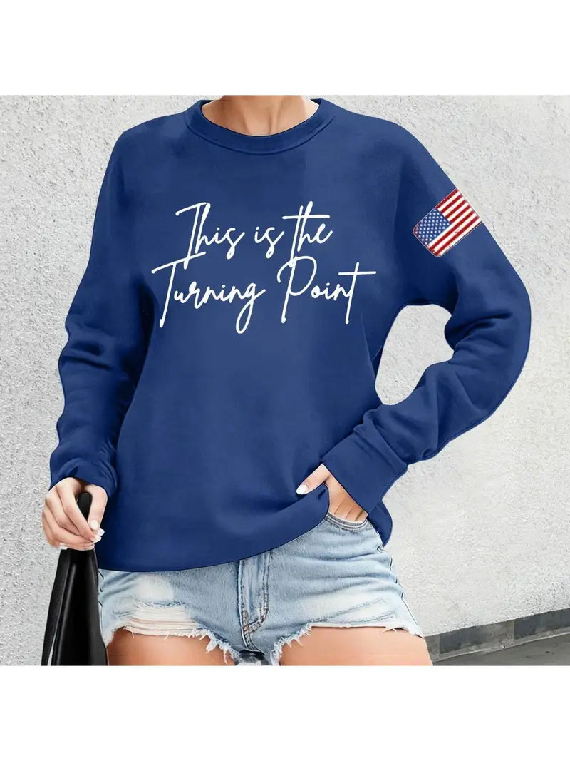 Women’s Patriotic “This Is The Turning Point” Hoodie – Charlie Kirk Tribute